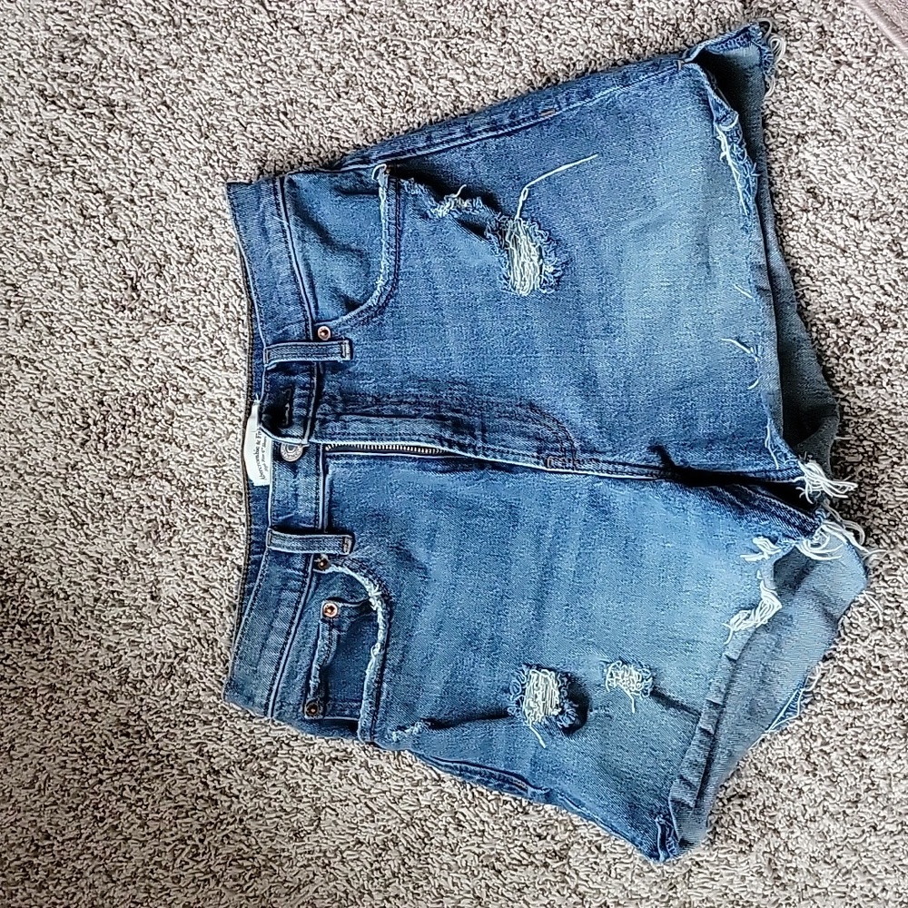 Abercrombie & Fitch Distressed Blue Denim Jean Shorts